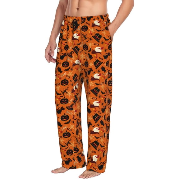 Picia Retro Halloween Mens Soft Woven Cotton Elastic Waistband Sleep Pajama Pant Lounge Sleep Pant With Pockets And Drawstring-Small