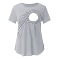 thumbnail image 4 of Vêtements de Grossesse Offres de l'Action de Grâce Liquidation Été Vêtements de Maternité pour Femmes Col Rond Manches Courtes Volants Pli Hauts de Grossesse, 4 of 5