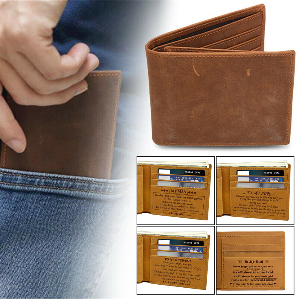Fathers Day Gift Personalized Genuine Leather Wallet To My Dad Husband Son Mens