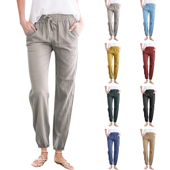 Womens Plus Size Pants Solid Drawstring Leggings Loose Casual Comfortable Lightweight Sweatpants Women Army Green L