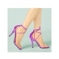 thumbnail image 6 of BLISSFUL STEP Women's Sandals Dress Shoes Stiletto Heels Clear Strap Lace up Sandals, 6 of 8
