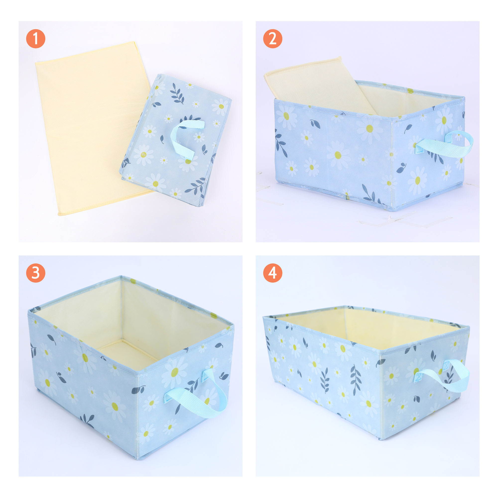 Unique Bargains Fabric Storage Cube Storage Bin Storage Basket Blue 12*9.5*6.7in
