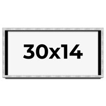 30x14 Frame Brushed Silver Solid Wood Picture Frame | 0.75 Inch Moulding Width | Rabbet Depth 0.75