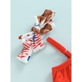 thumbnail image 6 of Wassery Independence Day Infant Baby Girl Swimsuit 6M 12M 18M 24M 2T 3T 4T Toddle Girls 4th of July Jumpsuit Swimwear Cow Print One Shoulder Ruffle Bathing Suits and Headband Beachwear, 6 of 8