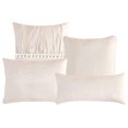 thumbnail image 4 of Luxury 7 Piece King/Cal-King Comforter Set with Shams Cushions,Modern Damask Bright Champagne Pale Beige White Semi-Pleated Embro Pompoms Design,Bed Cover Bed in Bag(22196V,Charnee,K/), 4 of 4