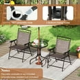 thumbnail image 6 of YSNW 3 Pieces Patio Dining Set with Round Glass Table, Folding Chairs, Outdoor Chairs Table Set with Umbrella Hole for Garden Poolside Backyard, 6 of 7