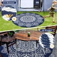 thumbnail image 5 of Aonewoe Round Outdoor Rugs 5Ft Waterproof Patio Plastic Straw Rug Reversible Camping Carpet Indoor Outdoor Area Rug for Patio,Deck,Balcony,Picnic,Beach,Outside, 5 of 8