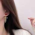thumbnail image 2 of Celvieroot Gold Bow Earrings for Women Gold Bow Ribbon Hoop Earrings Drop Dangle Bow Tie Earrings Long Bow Ribbon Tassel Earrings Trendy Earrings for Women 2025 Christmas New Year Gifts, 2 of 9