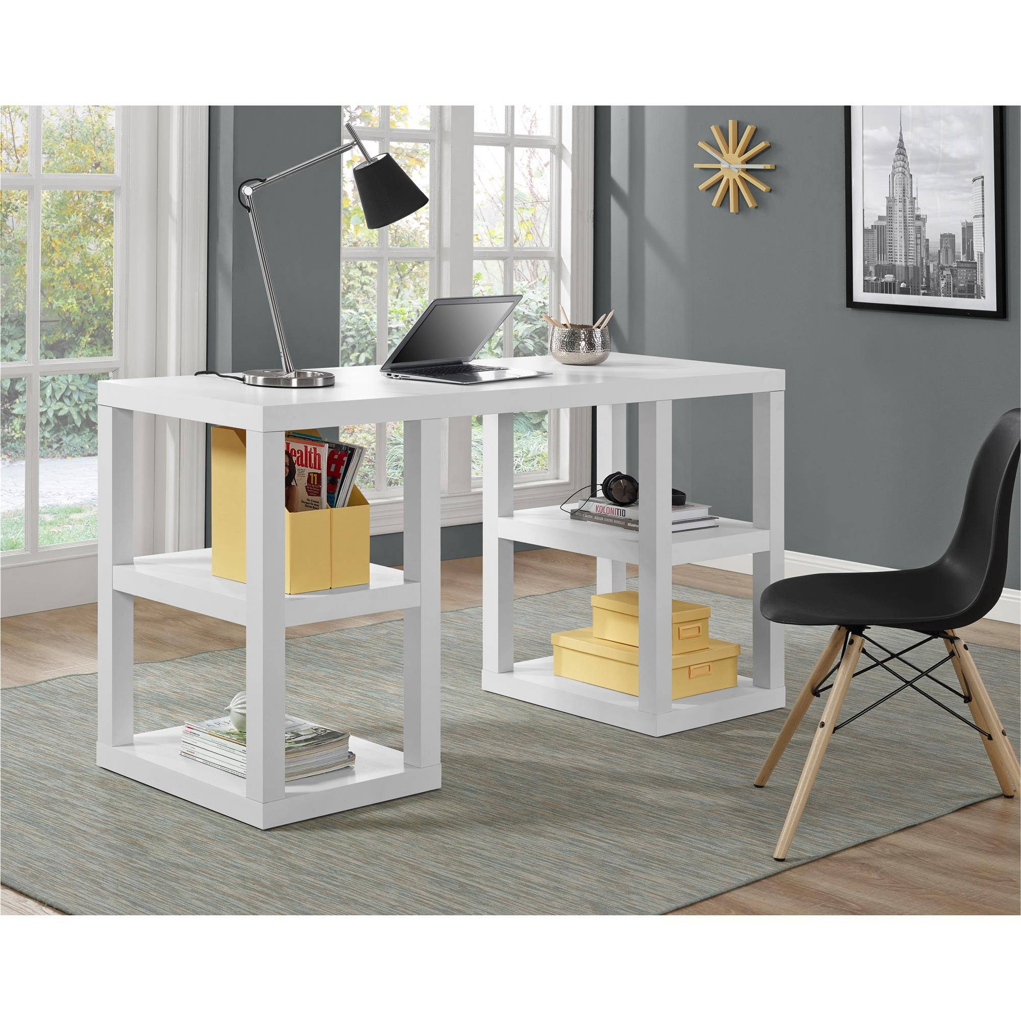 Mainstays Double Pedestal Parsons Desk, White - image 5 of 11