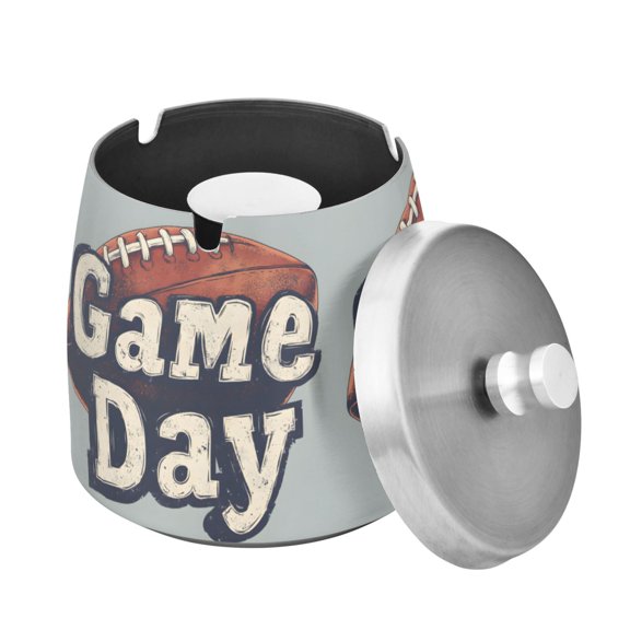 Yayeee Ashtray with Lid for Cigarette Smokeless Stainless Steel Home Ash Holder, Gray Game Day