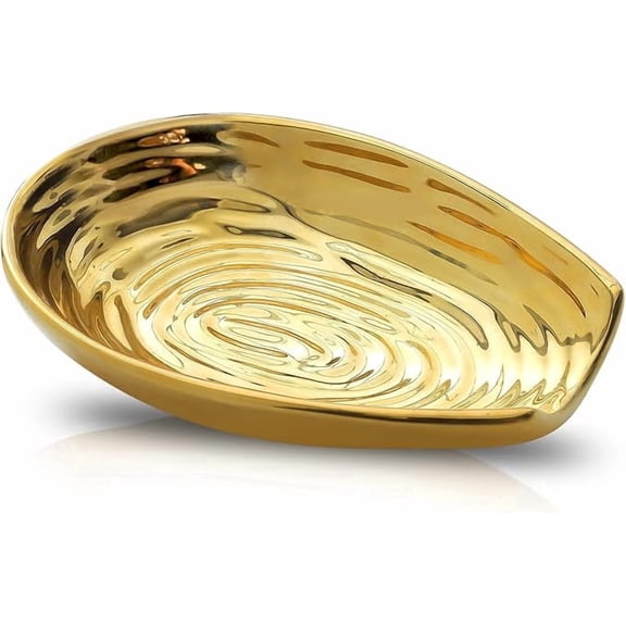 Tikooere Ceramic Gold Spoon Rest for Stove Top, Large Heat Resistant Kitchen Utensil Holder for Spatula Ladles Tongs, Dishwasher Safe Kitchen Counter Decor, 1 Pack