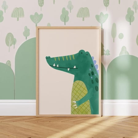Printable Crocodile Nursery Bedroom Wall Decor, Unframed Paper Poster 8x10in