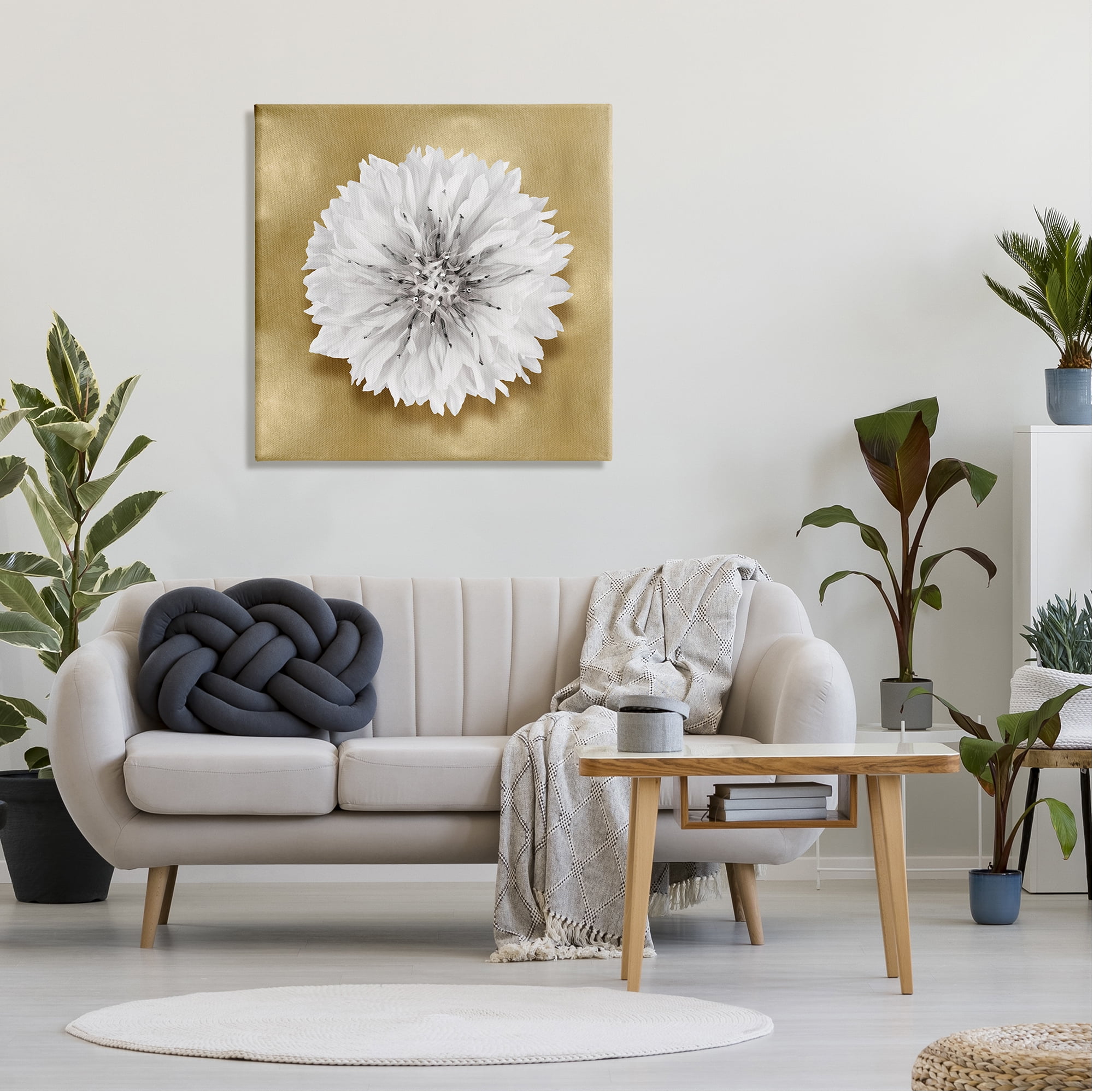 Stupell Industries Modern Glam Dahlia Botanical & Floral Painting Gallery Wrapped Canvas Art Print Wall Art, 30 x 30