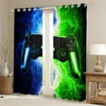 thumbnail image 2 of Gamer Curtains Drapes Green and Blue Gaming Gamepad Curtains,Video Game Console Window Curtains Modern Lightning Curtains 2 Panels (38Wx45L) Bedroom Decor, 2 of 5