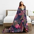 thumbnail image 6 of Tropical Flamingos Palm Leaves Throw Blanket Ultra Soft Warm All Season Decorative Fleece Blankets for Bed Chair Car Sofa Couch Bedroom 60"X50", 6 of 6