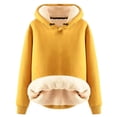 thumbnail image 1 of Breezora Sweat à Capuche Doublé en Polaire pour Femmes Manches Longues Col Rond Hiver Chaud pour Activités Extérieures Taille TG Jaune, 1 of 3