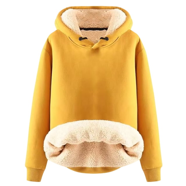 Breezora Sweat à Capuche Doublé en Polaire pour Femmes Manches Longues Col Rond Hiver Chaud pour Activités Extérieures Taille TG Jaune