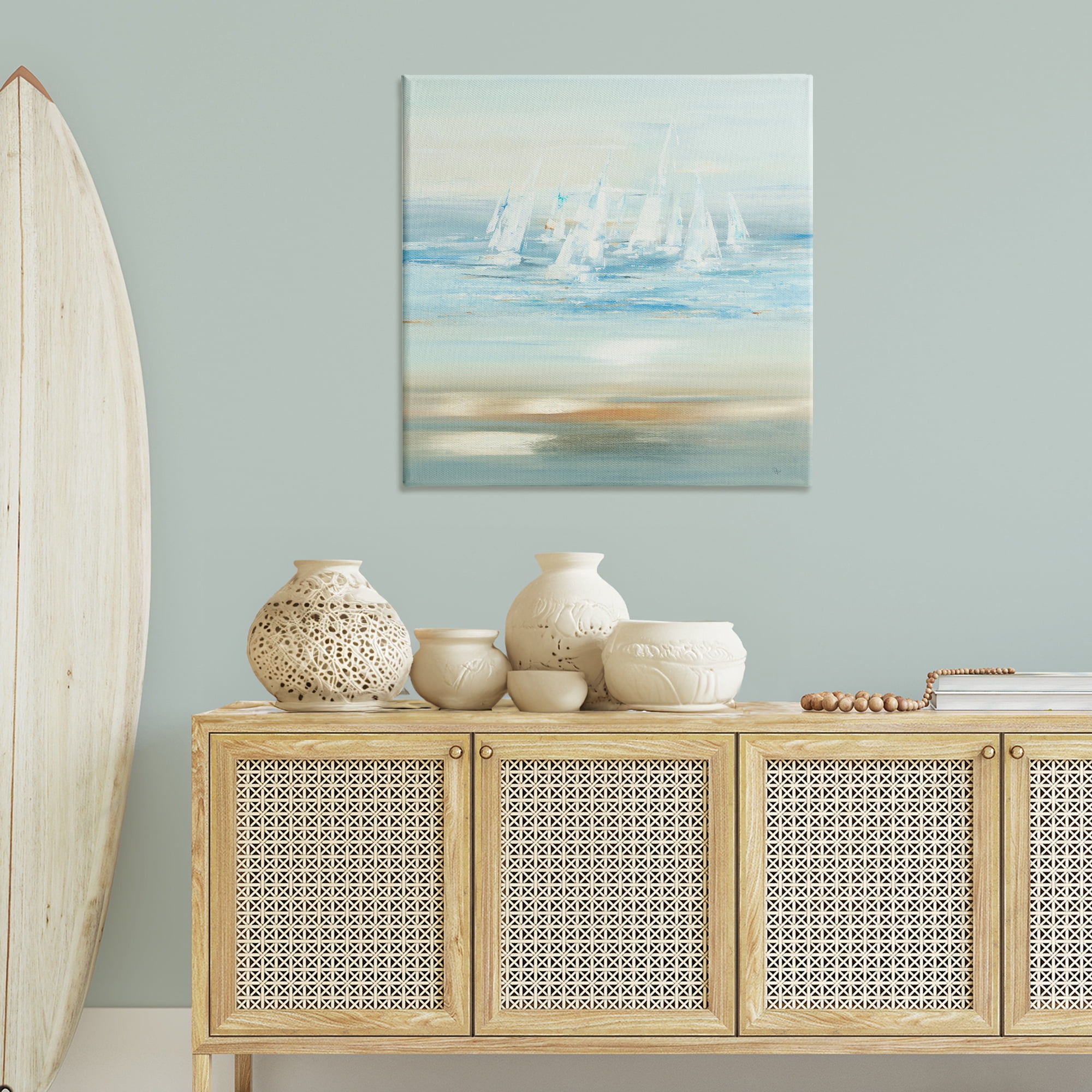 Stupell Industries Brushed Sailboat Fleet Coastal Painting Gallery Wrapped Canvas Art Print Wall Art, 36 x 36