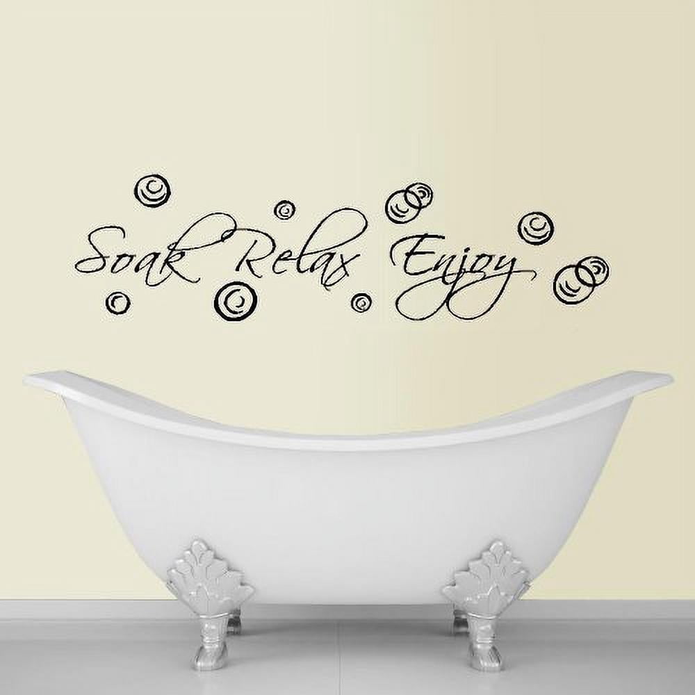 Soak Relax Enjoy Wall Decal Sticker - 17.7x11.4 Inch Bathroom Decor | Inspiring Quote Art For Home, Bedroom, Living Room | Easy Peel & Stick Wall Art
