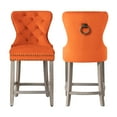 thumbnail image 3 of WestinTrends Wordford 24" Tufted Velvet Counter Stool (Set of 2), Antique Gray/ Orange, 3 of 11