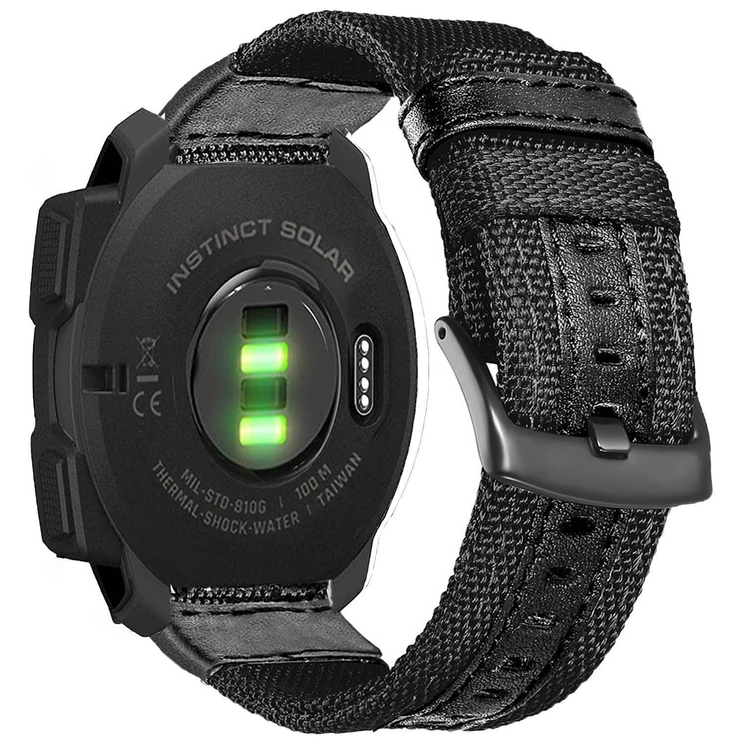 OTOPO Garmin Instinct/Instinct 2 Solar Watch Bands, 22mm Military Nylon Durable Fabric Sport Strap Replacement Wristband for Garmin Instinct Tactical/Esports/Tide/Instinct Solar, Black