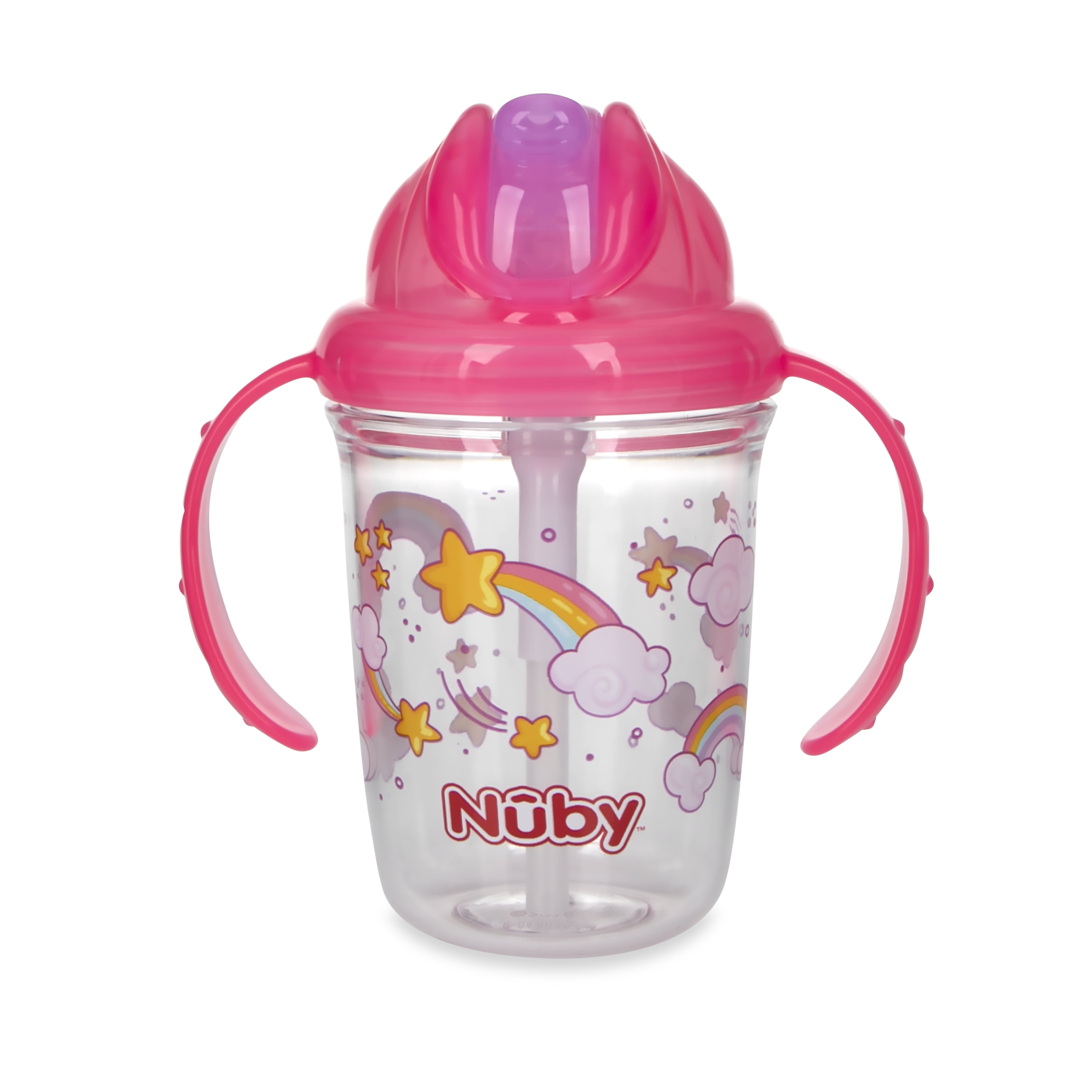 Nuby FlipNSip Silicone Straw Cup with Handles, Blue