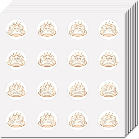 128Pcs Mini Cake Sticker Round Birthday Stickers 0.98Inch Self Adhesive Picture Waterproof Small Teacher Reward Decals for Scrapbooking Planner Laptop Luggage Cup Diary Skateboard Calendar 1set