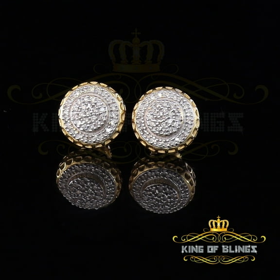 King of Bling's 10K Real Yellow Gold w/Real 0.33CT Diamond Men's/Women's Stud Round Earring
