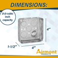 thumbnail image 4 of Caja eléctrica Airmont de acero estirado cuadrado de 4 pulgadas, paquete de 4, 4 of 8