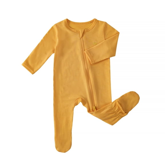 REDARER Baby Footed Romper, Soft Long Sleeve Zip-Up Solid Color Playsuit for & Toddler,1-3 Months