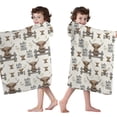 thumbnail image 4 of Beige Highland Cow Fence Daisy Pattern Hooded Bath Towel，50"x30" for Ages 3 To 12 Kids, Quick Dry Lightweight Soft Microfiber Hood Beach Towel Cover Up for Kids, 4 of 7