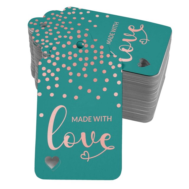 Inkdotpot Made With Love Text Bottle Tag Real Rose Gold Foil Favor Hang Tags 100 Pcs