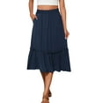 thumbnail image 5 of QATAINLAV High Waist Tiered Skirts for Women Casual Below Knee Flowy Long Skirts Summer Fall Ruffle Midi Half Dress, Navy, XL, Birthday Gifts, 5 of 9