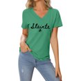 thumbnail image 1 of TSADFHJI T-Shirts pour Femmes Coton Plus T-Shirt Décontracté Imprimé Cœur de la Saint-Valentin Col Rond Manches Courtes G Vert Clair, 1 of 4