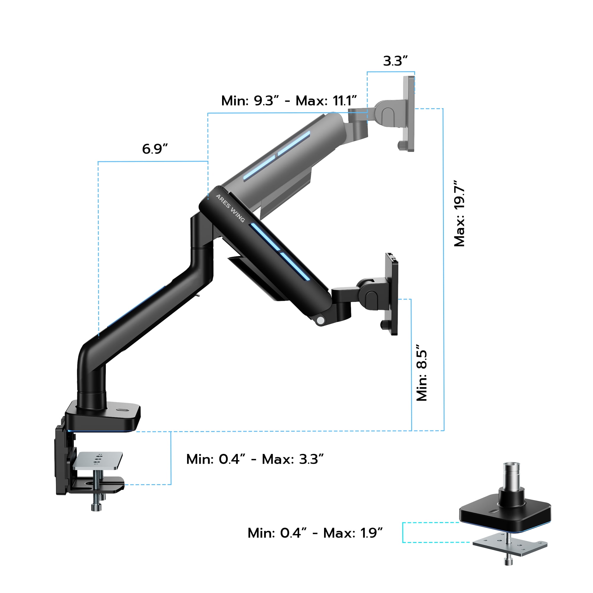 ARES WING Monitor Halterung für 17-49 Zoll Ultrabreite Gebogene