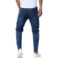thumbnail image 5 of ONLYSHE Men's Ripped Skinny Jeans Stretch Frayed Biker Slim Fit Super Comfy Distressed Denim Pants Trousers, 5 of 8