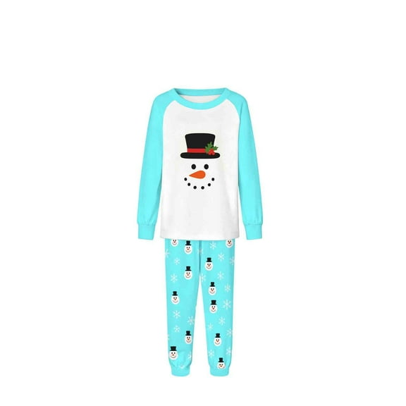 Zwiiyzr Family Christmas Pajamas Matching Sets for Kids Boys Girls Christmas Fashion Cute Lattice Print Long Sleeved Jumpsuit Family Parent-Child Wear Kid Light Blue-Kids