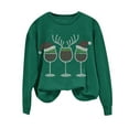 thumbnail image 5 of Womens Christmas Sweatshirt Rhinestone Wine Glass Shirt Cute Crew Neck Sweatshirts Long Sleeve Loose Pullover Holiday Tops for Women, 5 of 5