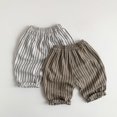 thumbnail image 4 of Odeerbi 2-9 Years Toddler Boys Girls Striped Cotton Linen Pants Spring Summer Double Layered Casual Pants, 4 of 4