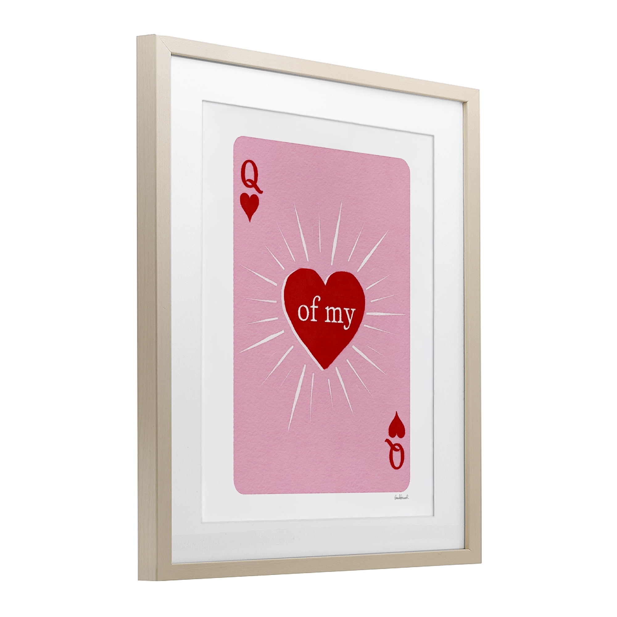 Queen Of My Heart Card Birch Framed Print Under Glass, design by Amanda Greenwood