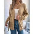 thumbnail image 6 of Womens Summer Crochet Cardigan Long Sleeve Light-Weight Casual Knit Sweaters Khaki L, 6 of 8