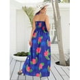 thumbnail image 4 of HAPPY BAY Women's Summer A-Line Maxi Smocked Top Slit Dress Long Beach Evening Strapless Tube Dresses for Women One Size Royal, Floral, 4 of 5
