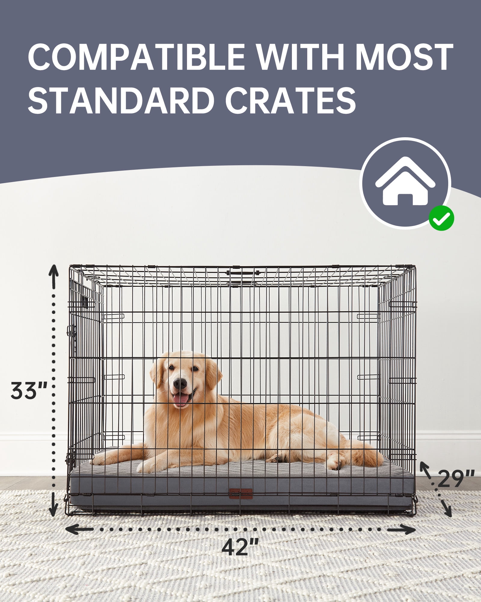 Ophanie 41in Gray Orthopedic Dog Bed for Large Dogs with Non-Slip Bottom, Waterproof and Machine Washable Removable Pet Bed Cover,XL Size(41"x28"x4")