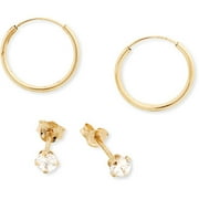 14kt CZ Hoop Duo Set