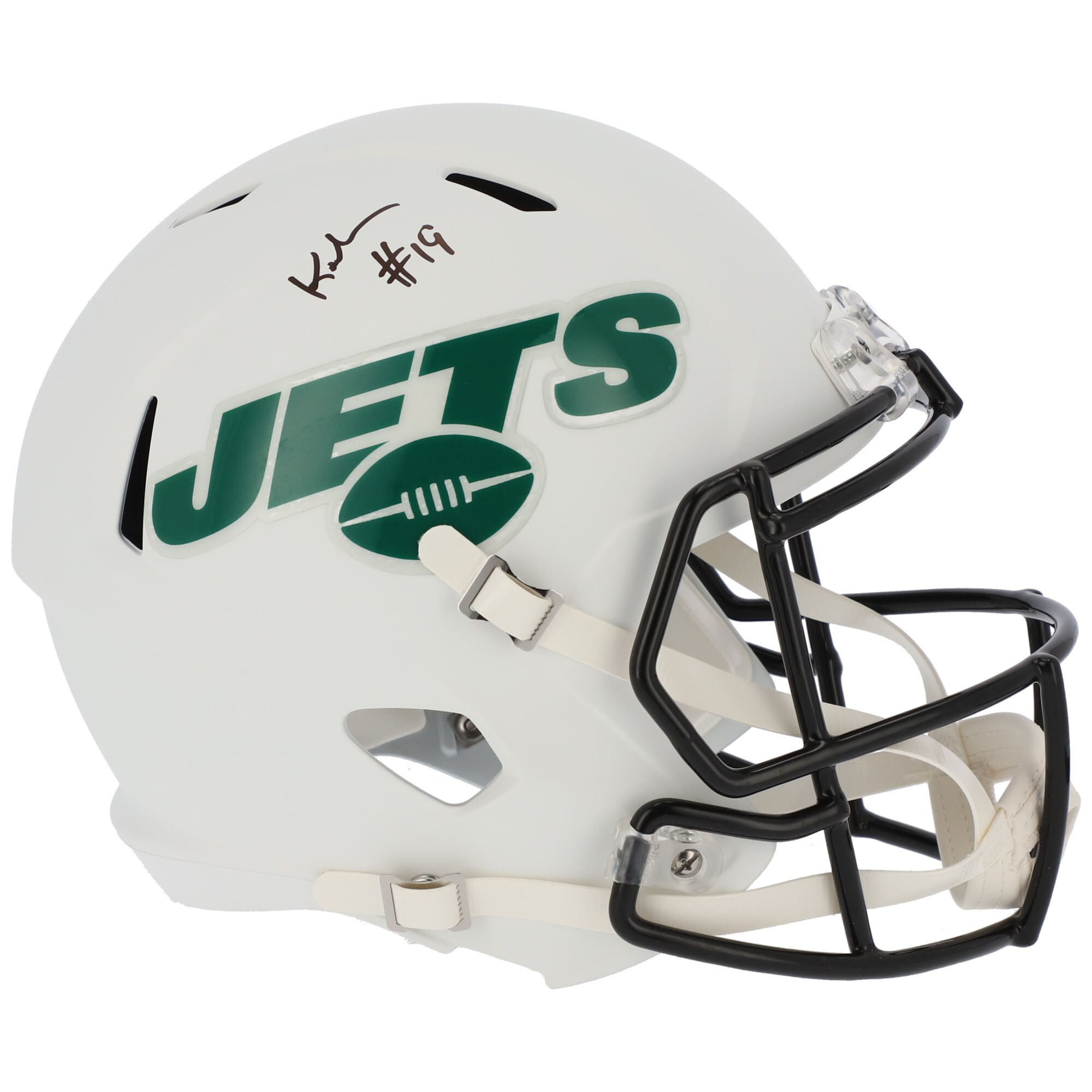 Keyshawn Johnson New York Jets Autographed Riddell Flat White Alternate  Speed Replica Helmet 