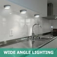 thumbnail image 6 of Pinegreen Lighting Battery-Operated Wireless LED Puck Light, Press-Activated Stick on Light for Closets, Cabinets, Counters, Utility Rooms, Pack of 6 Wood Grain, 6 of 7