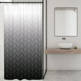 thumbnail image 3 of Small Stall RV Shower Curtain Black Grey White Half Ombre Herringbone Chevron 36Wx72H Inch Geometric Modern Narrow Walkin Single Fabric Decor Bathroom Polyester Waterproof 7 Pack Hooks, 3 of 6