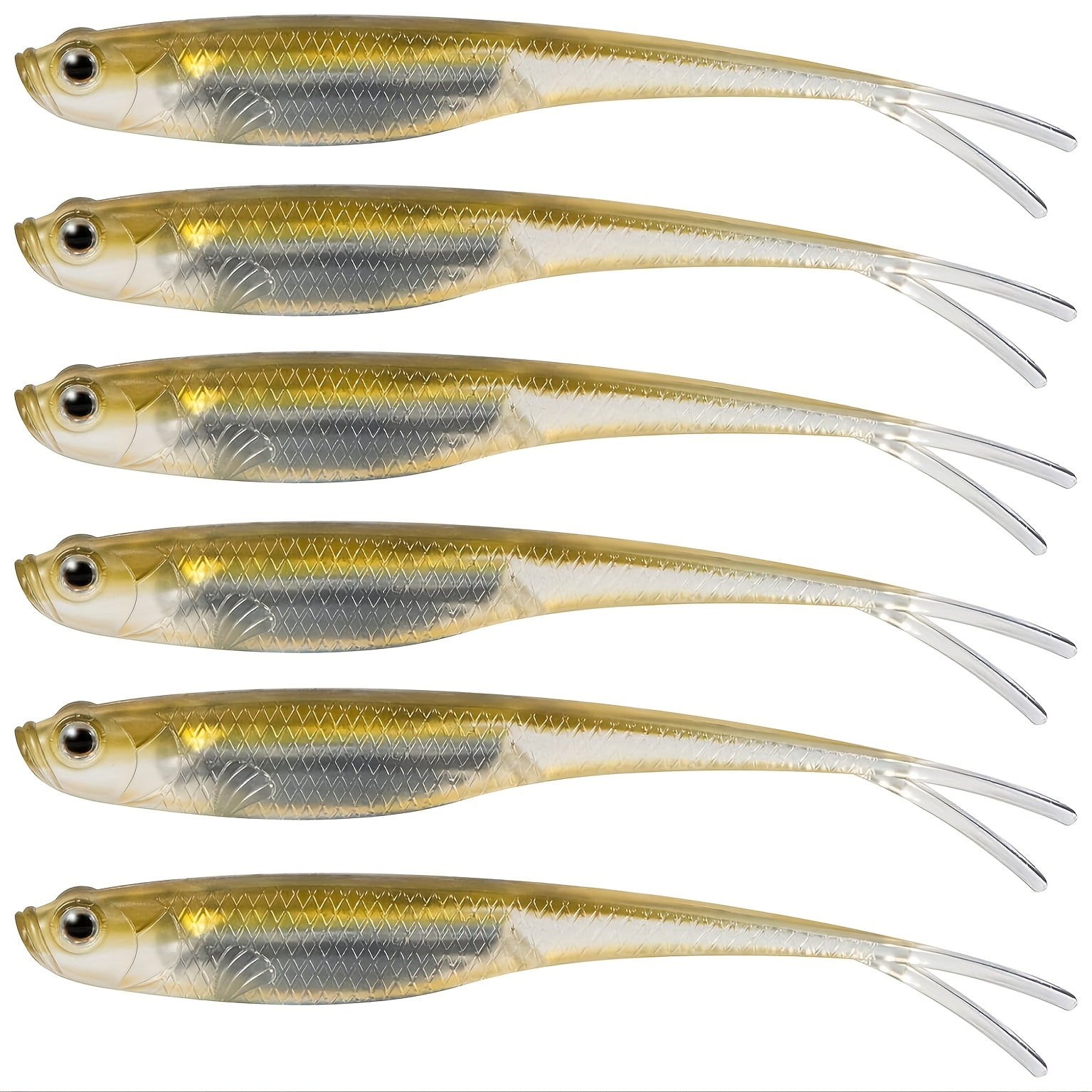 5pcs Artificial Floating Fishing Lure, Bionic Forked Tail Wobbler Soft Bait, Fishing Tackle For Saltwater