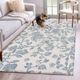 thumbnail image 2 of Farmhouse Flower Large Area Rugs for Bedroom Living Room, Soft Non Slip Carpet Bedside Rug, Botanical Vintage Light Blue Leaf Rectangular Floor Cover Kitchen Accent Rug 3'x5' for Dining Room/Office, 2 of 9