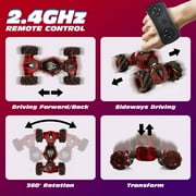 Tecnock Remote Control Car for Kids, 2.4GHz 4WD Gesture Sensing RC Cars - 360° Rotating Double Sided Hand Controlled RC Stunt Car with LED Lights